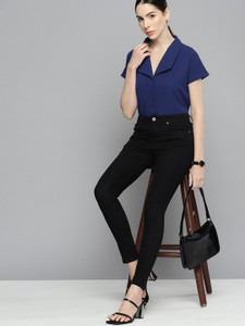 CHEMISTRY Women Solid Casual Blue Shirt