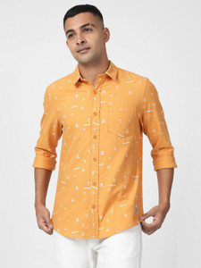 LEE Men Printed Casual Red Shirt