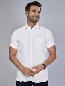 Awais Collection Men Solid Casual White Shirt