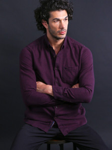 THE BEAR HOUSE Men Solid Casual Purple Shirt