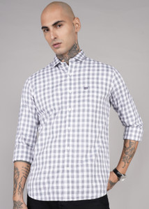 ARROW Men Checkered Casual Grey Shirt