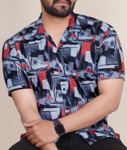 KAJARU Men Printed Casual Black, Grey Shirt