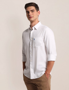U.S. POLO ASSN. Men Solid Casual White Shirt