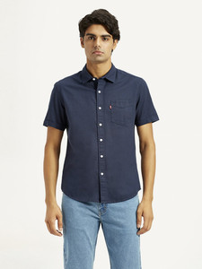 LEVI'S Men Solid Casual Blue Shirt