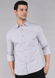 WROGN Men Solid Casual Grey Shirt