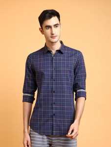 Allen Solly Men Checkered Casual Blue Shirt