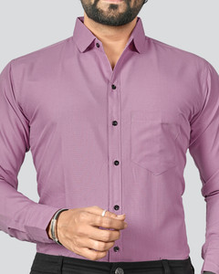 NIVICK Men Solid Formal Purple Shirt