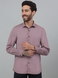 CANTABIL Men Solid Casual Purple Shirt