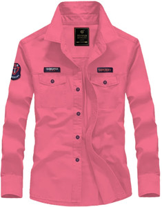JAYDEEPGFASHION Men Solid Casual Pink Shirt