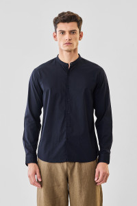 Snitch Men Solid Casual Dark Blue Shirt