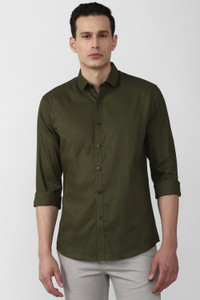 V DOT BY VAN HEUSEN पुरुषों के लिए चेकर्ड कैज़ुअल गहरा हरा  शर्ट
