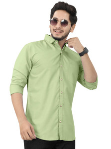 jeny fashion Men Solid Casual Light Green Shirt