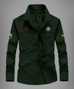 WOXEN Men Solid Casual Green Shirt