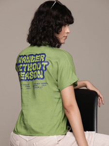 Roadster Women Printed Casual Green Shirt