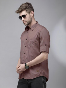 Roadster Men Solid Casual Brown Shirt