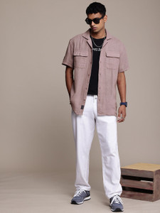 Roadster Men Solid Casual Purple Shirt