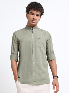 U.S. Pitchers Men Solid Casual Green Shirt