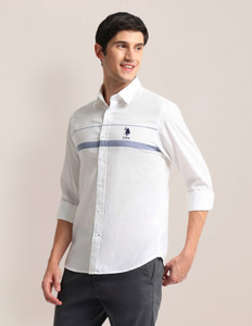 U.S. POLO ASSN. Men Striped Casual White Shirt - Image 5