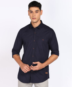 PETER ENGLAND Men Printed Casual Dark Green Shirt