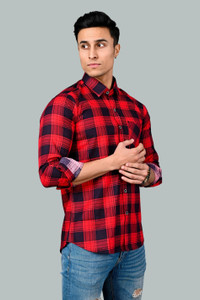 BlackLilly Men Checkered Casual Red Shirt