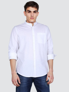 LEE Men Solid Casual White Shirt