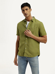 LEVI'S Men Solid Casual Green Shirt