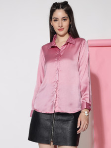 AHANA Women Solid Casual Pink Shirt