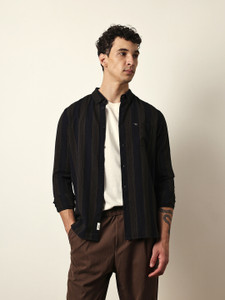 THE BEAR HOUSE Men Striped Casual Black Shirt - Image 6