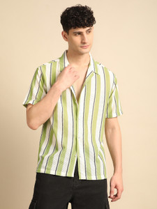Voroxy Men Striped Casual Multicolor Shirt