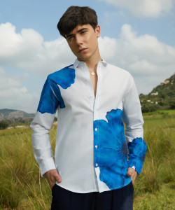 CAMPUS SUTRA Men Printed Casual Blue, White Shirt