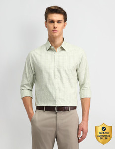 ARROW Men Checkered Formal Green Shirt