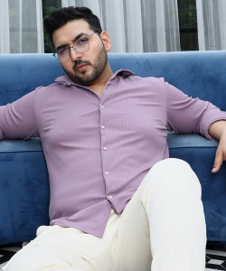 Instafab Plus Men Solid Casual Purple Shirt