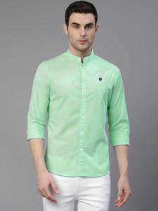FUBAR Men Solid Casual Light Green Shirt