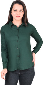 SNIFFY Women Solid Casual Green Shirt