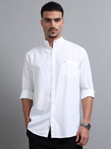U.S. Pitchers Men Solid Casual White Shirt