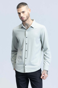 Snitch Men Solid Casual Grey Shirt