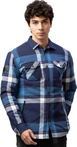 BEING HUMAN Men Checkered Casual Blue Shirt