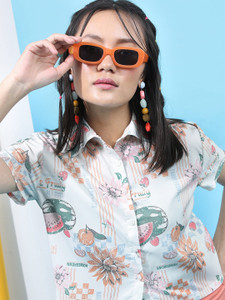 Tokyo Talkies Women Printed Casual White Shirt
