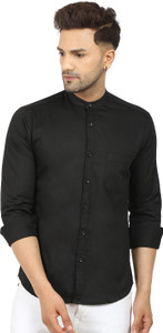 Liza Martin Men Solid Casual Black Shirt