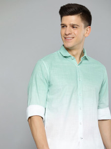 Mast & Harbour Men Dyed/Ombre Casual Green, White Shirt - Image 6
