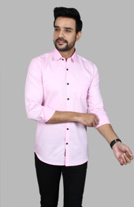 Liza Martin Men Solid Casual Pink Shirt