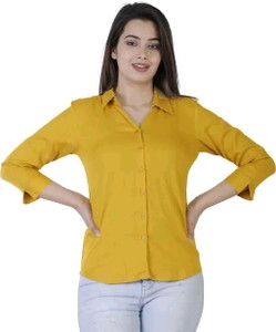 Wifi Girls Solid Casual Yellow Shirt