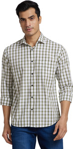 PARK AVENUE Men Checkered Casual Green Shirt
