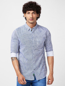 Spykar Men Printed Casual White Shirt