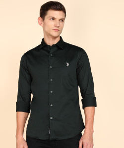 U.S. POLO ASSN. Men Solid Casual Green Shirt