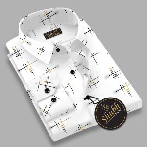 SHUBHFLAX Men Printed Formal White Shirt