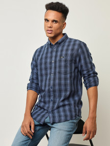 LEE Men Checkered Casual Blue Shirt