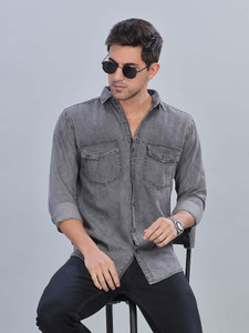 7th Legion Men Washed Casual Grey Shirt