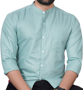 GLOBAL NOMAD Men Solid Casual Light Blue Shirt