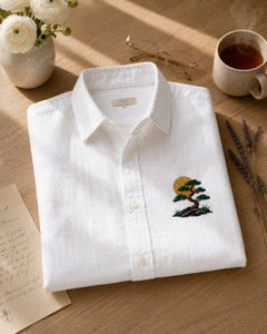 GLANZY Embroidered Casual White Shirt - Image 5